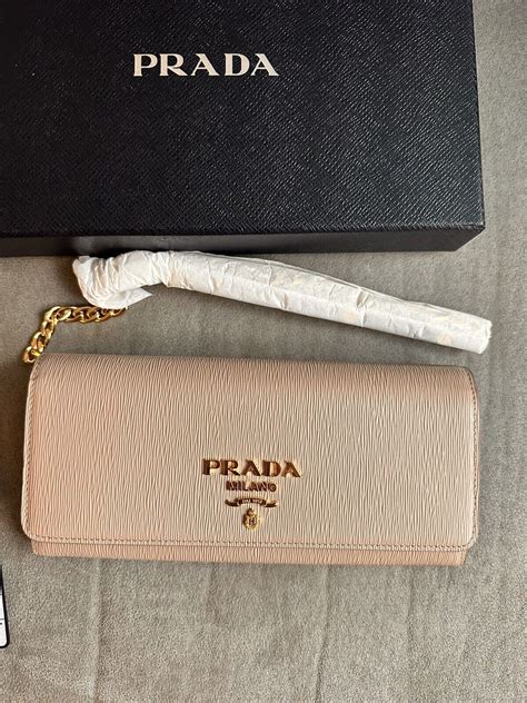 prada vitello move|Prada Womens Beige Vitello Move Leather Chain Wallet .